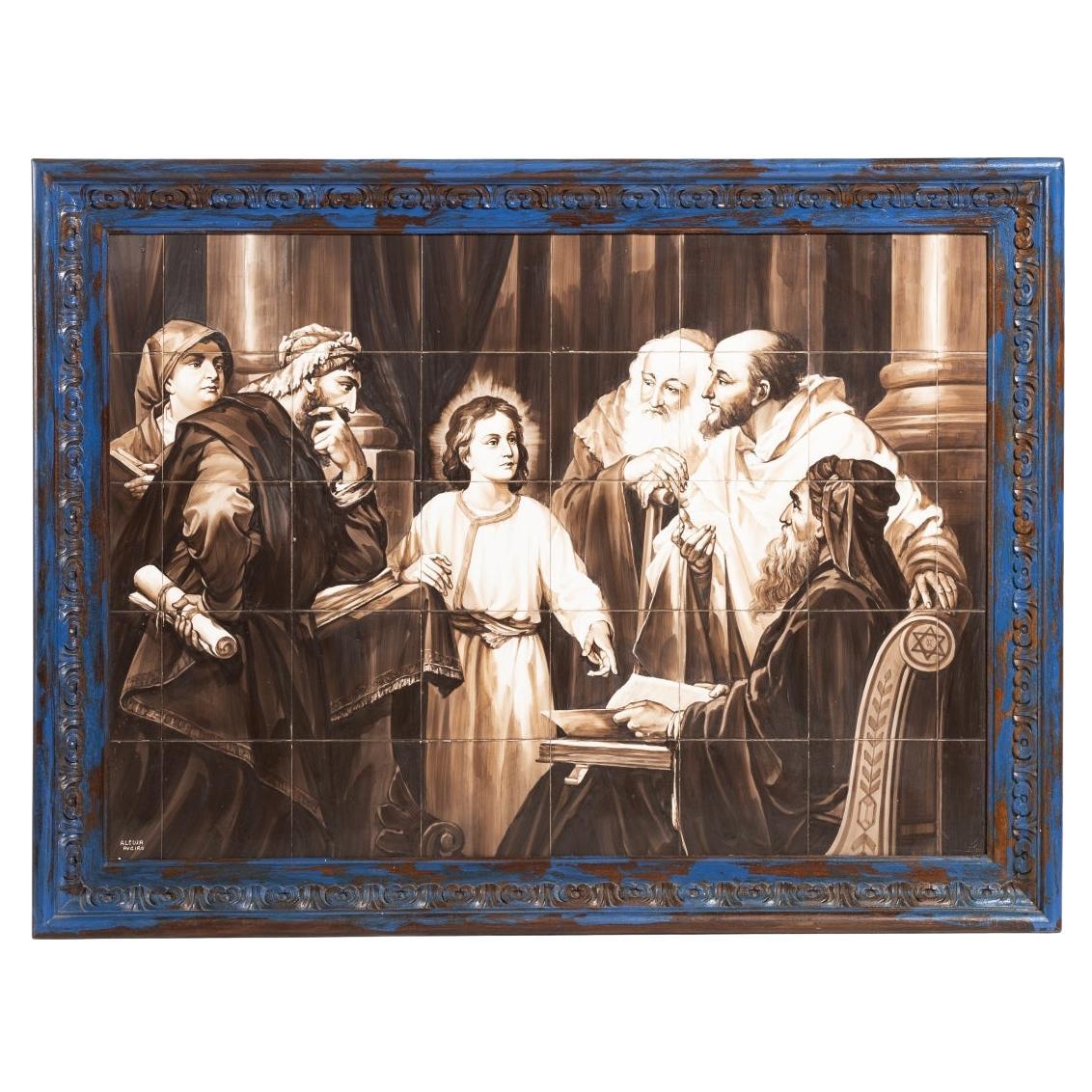 Huge Panel of Tiles in Faience For Sale