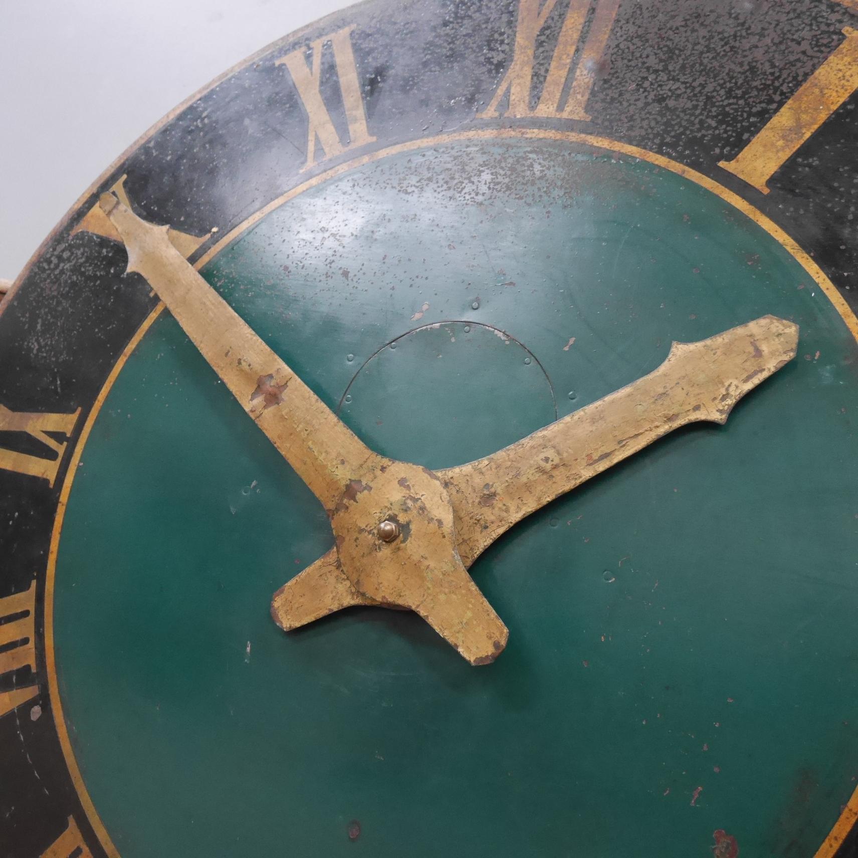 Painted Huge Parisian Tower Clock Face in Original Paint For Sale
