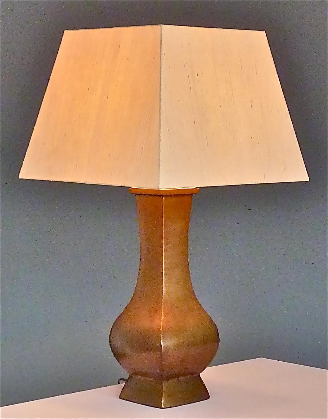 Grande lampe de bureau en bronze patiné Pergay Crespi Maison Jansen style France 1970 en vente 2
