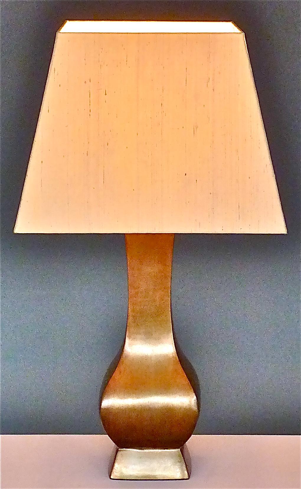 Grande lampe de bureau en bronze patiné Pergay Crespi Maison Jansen style France 1970 en vente 3