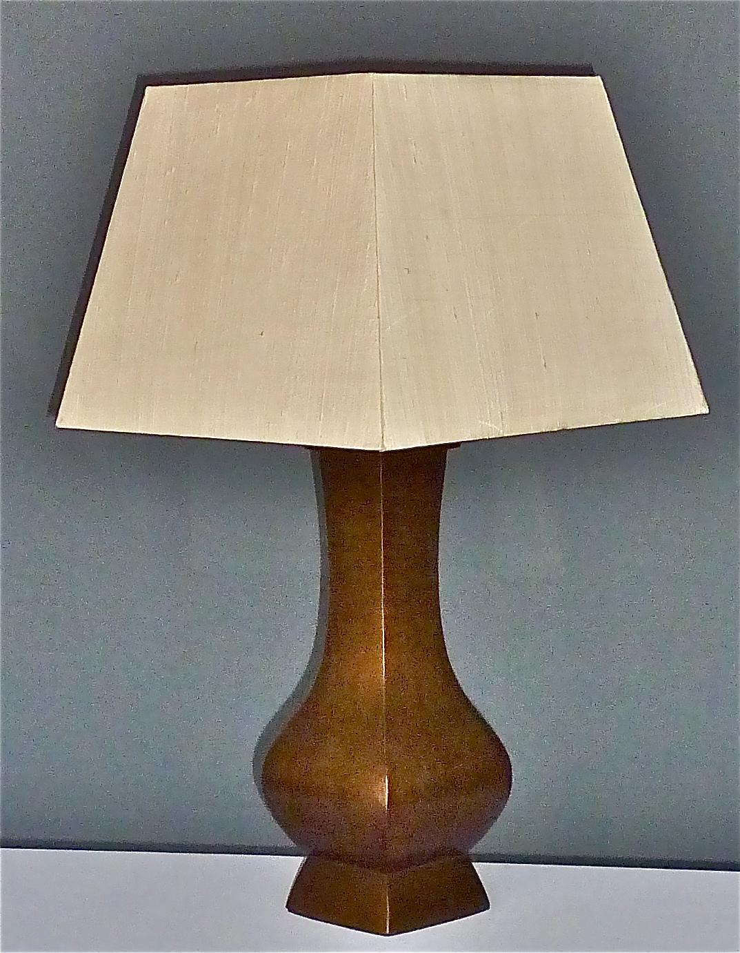Grande lampe de bureau en bronze patiné Pergay Crespi Maison Jansen style France 1970 en vente 1