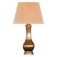 Grande lampe de bureau en bronze patiné Pergay Crespi Maison Jansen style France 1970