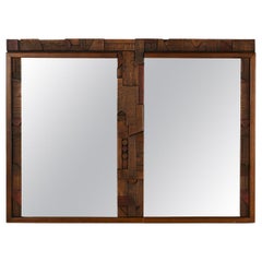 Huge Paul Evans Style Chunky Brutalist Mirror by Lane