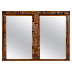 Huge Paul Evans Style Chunky Brutalist Mirror by Lane