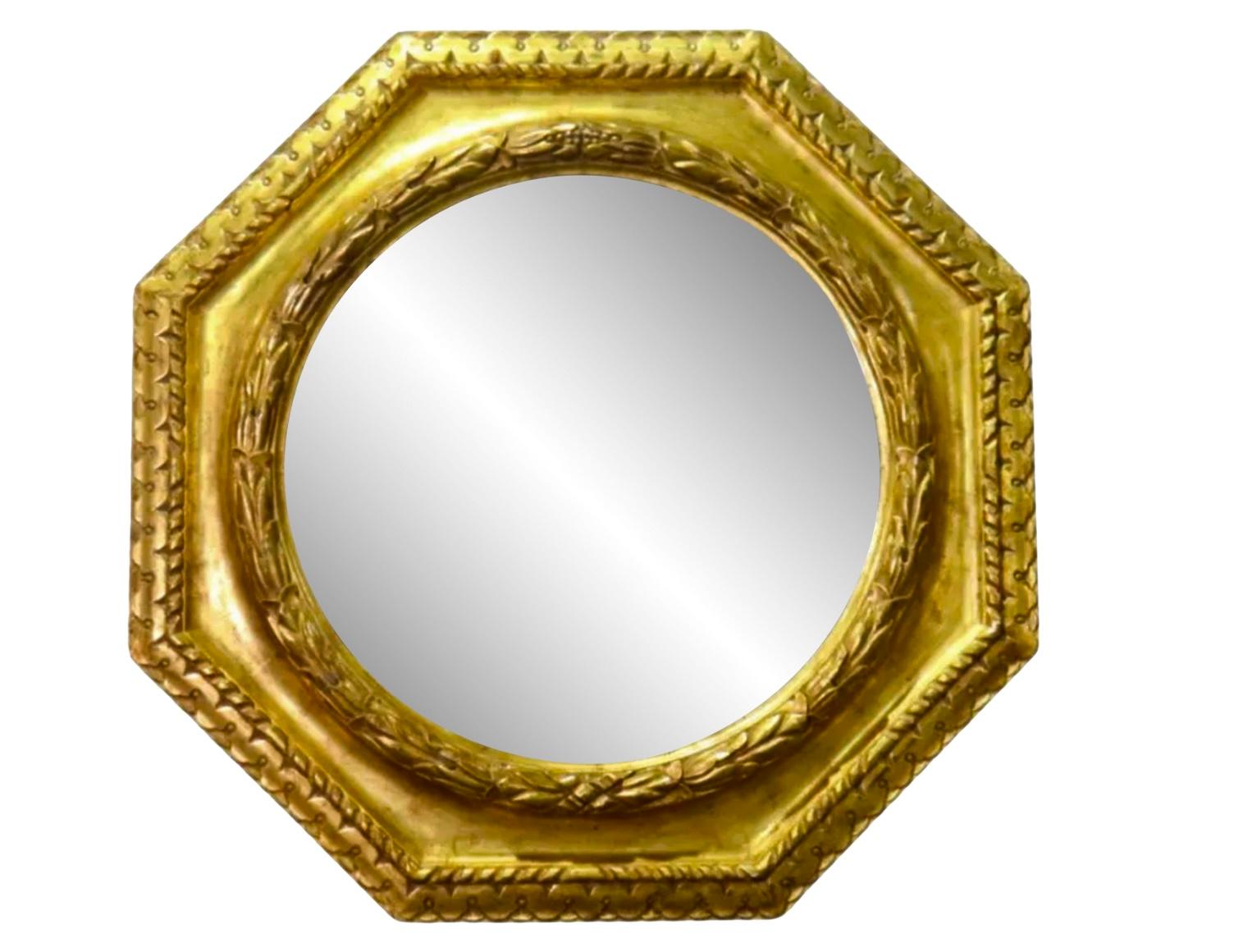 Paul Ferrante Octagonal Regency Giltwood Mirror With Bevel