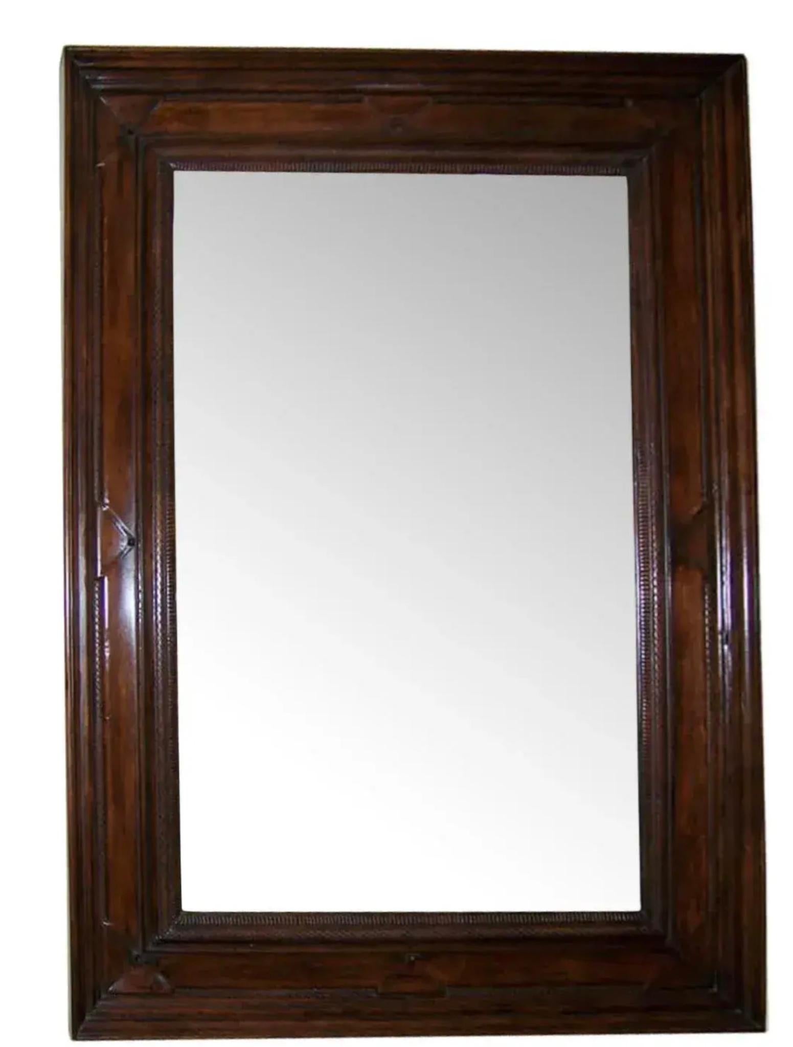 Regency Huge Paul Ferrante Stanhope Rustic European Walnut Mirror For Sale