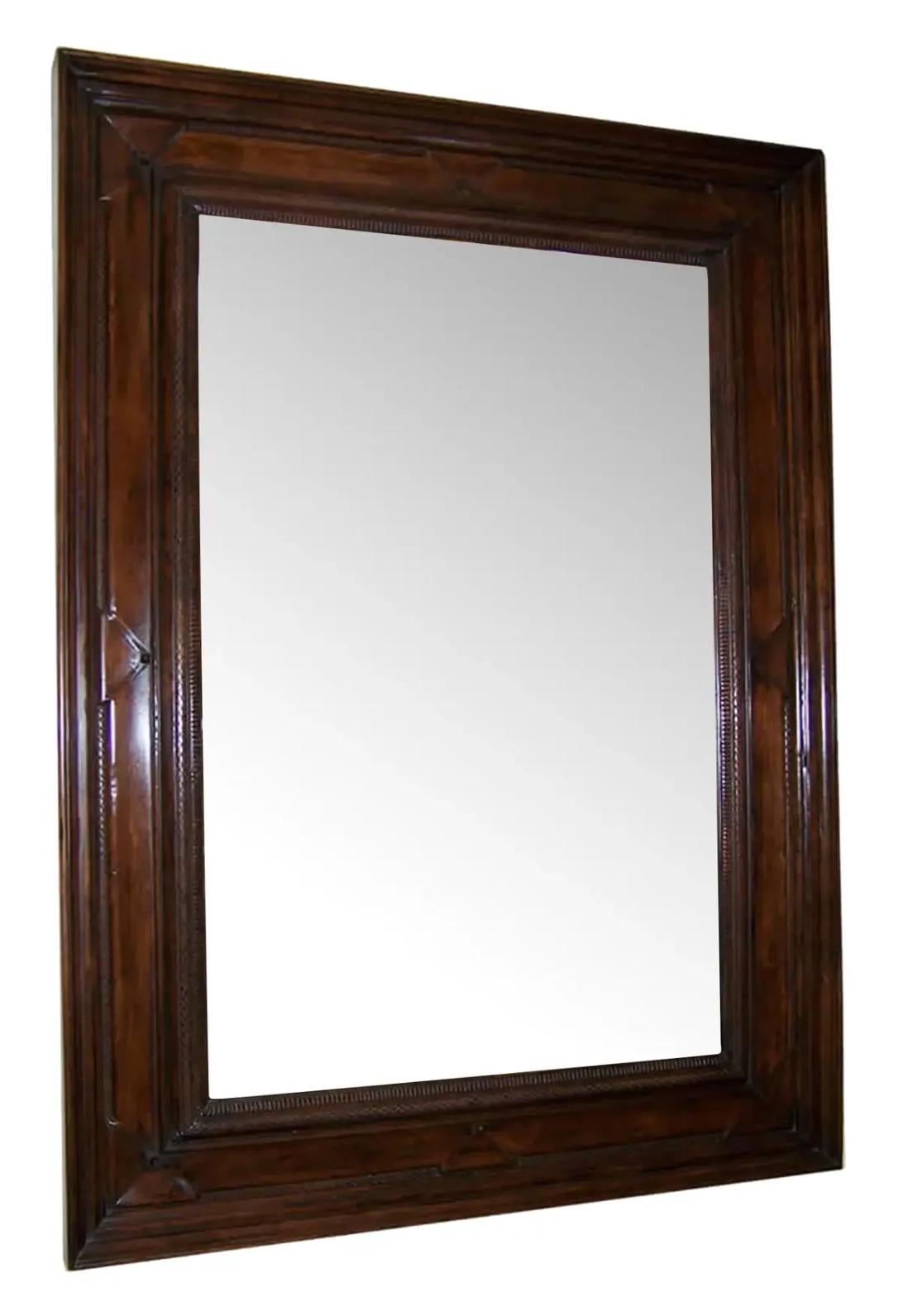 Huge Paul Ferrante Stanhope Rustic European Walnut Mirror In Good Condition For Sale In LOS ANGELES, CA