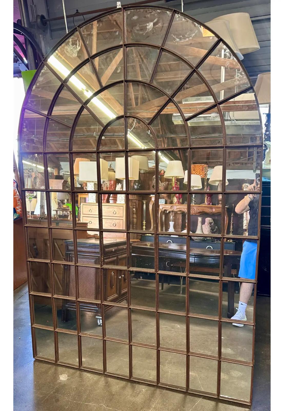 Huge Paul Ferrante Wrought Iron Arched Mirror.