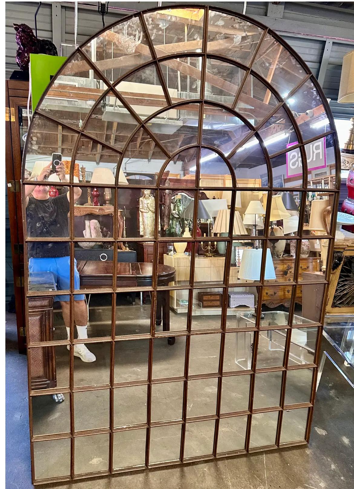 Late 20th Century Huge Paul Ferrante Wrought Iron Arched Mirror For Sale