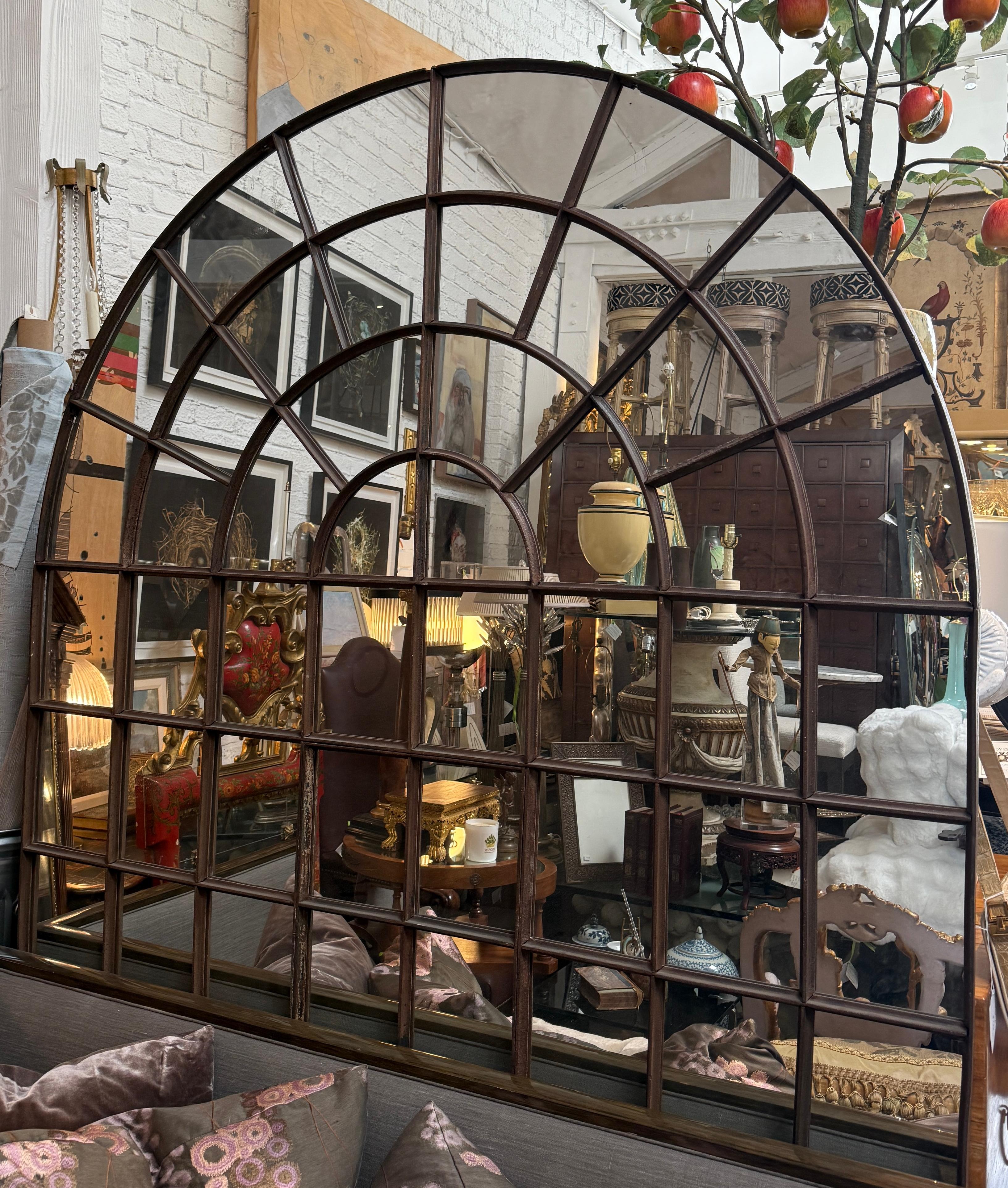 Huge Paul Ferrante Wrought Iron Arched Mirror For Sale 1