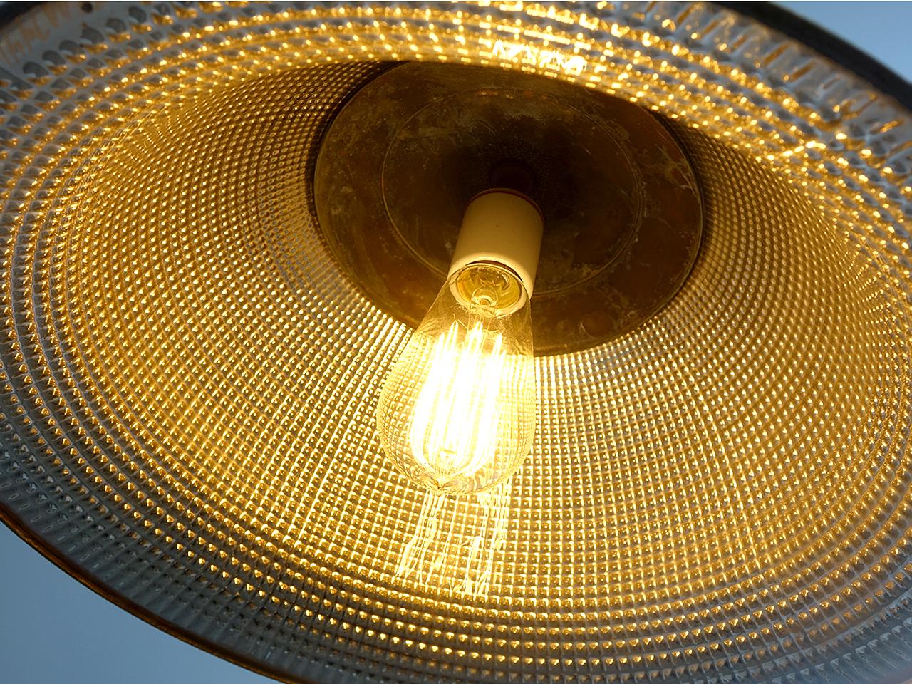 These huge mercury glass reflectors are not common and the shape on these have just the right look. They have a unique Waffle pattern. With a 16 inch diameter they must be the largest examples made by the Permaflector Lamp Co. The outside is a