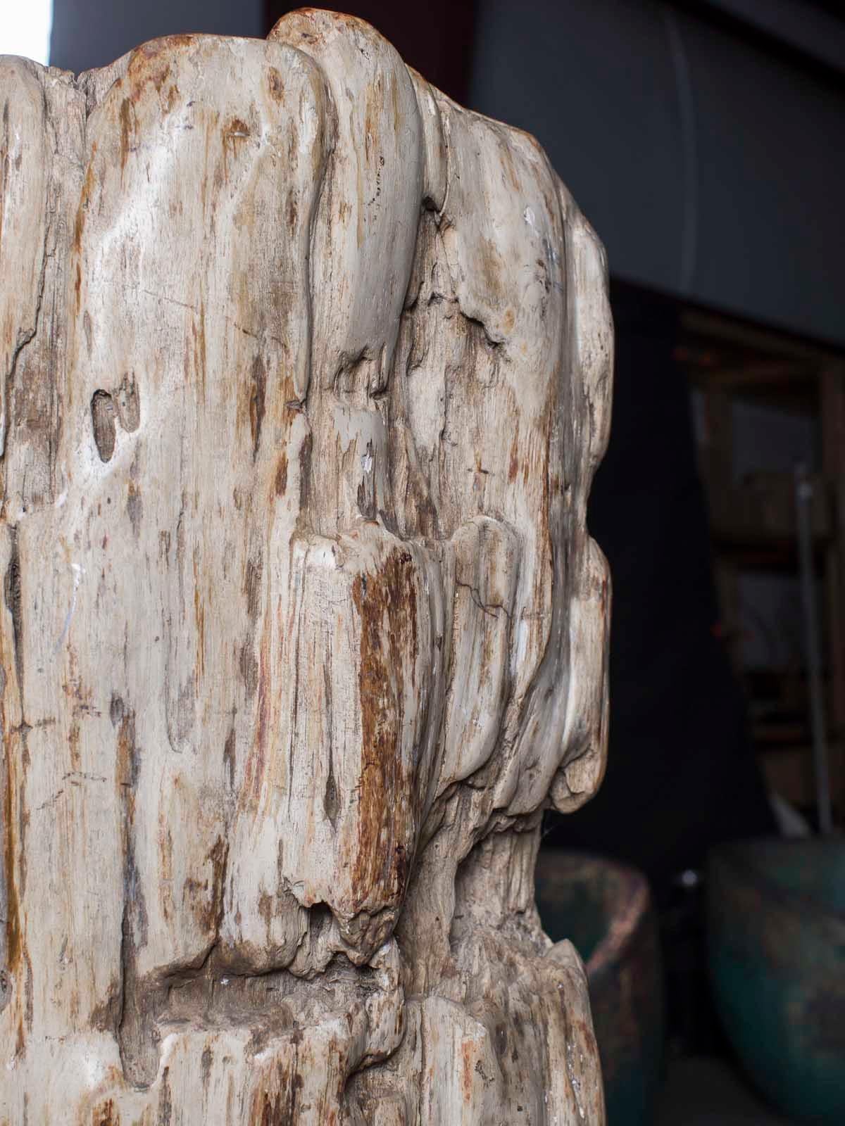 Huge Petrified Tree Trunk Pedestal Column Table on Custom Iron Stand For Sale 5