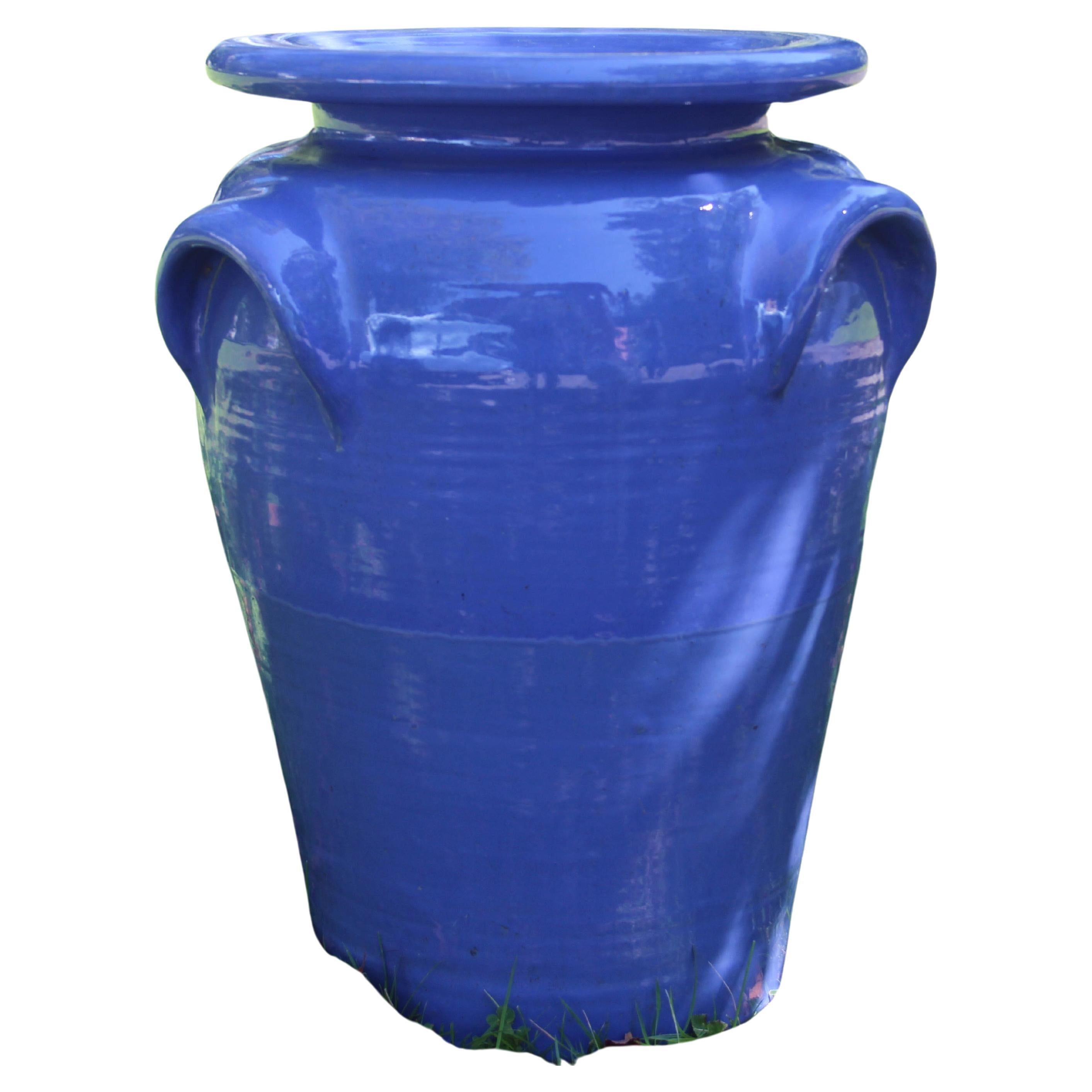 Huge Pickrull Zanesville Stoneware Jar Urn Pottery Blue Arts & Crafts Floor Vase For Sale