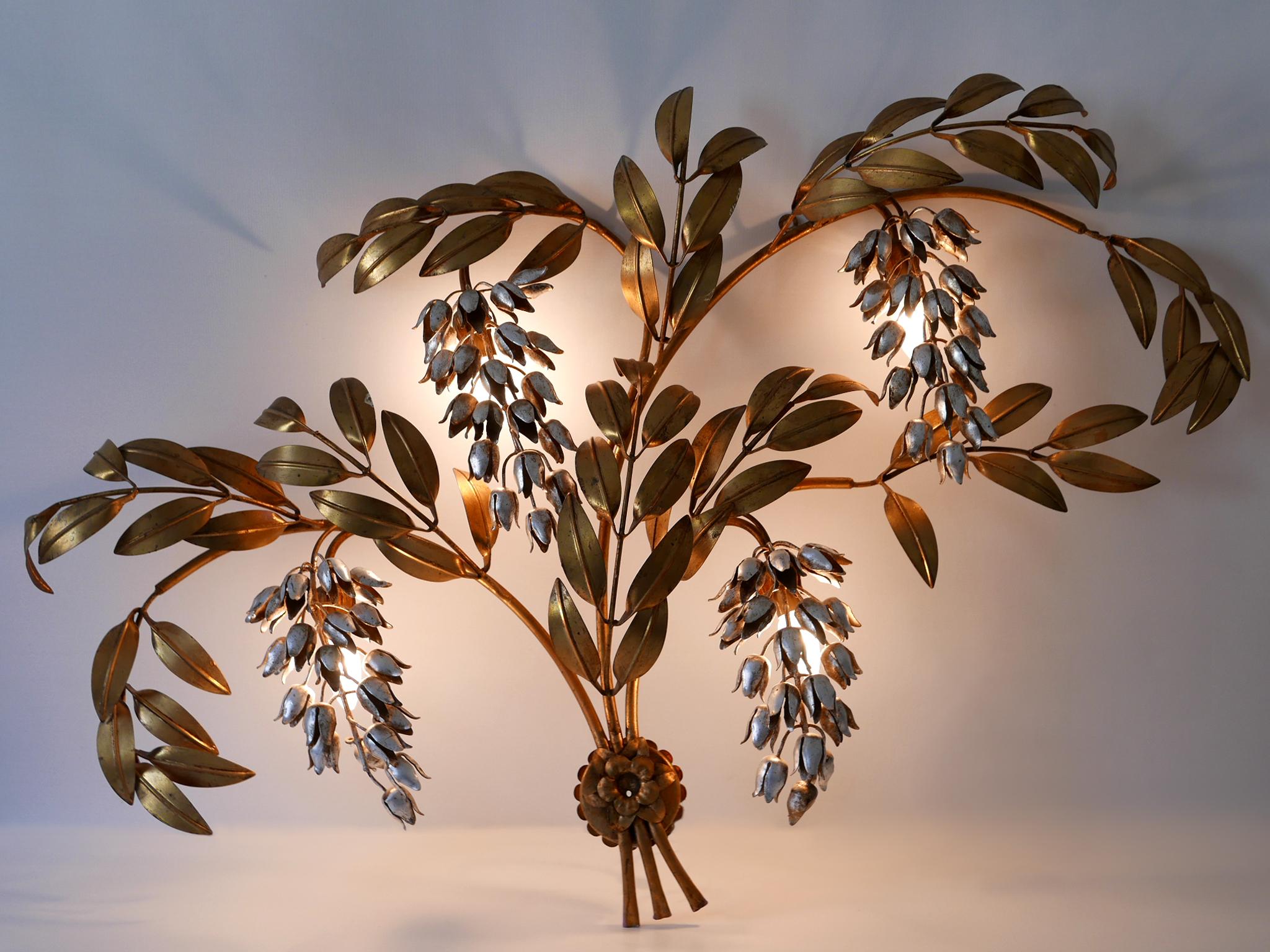 Huge Pioggia d'Oro Gilt Metal Wall Lamp or Sconce by Hans Kögl 1970s Germany For Sale 2