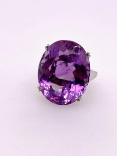 Huge Platinum Amethyst Ring