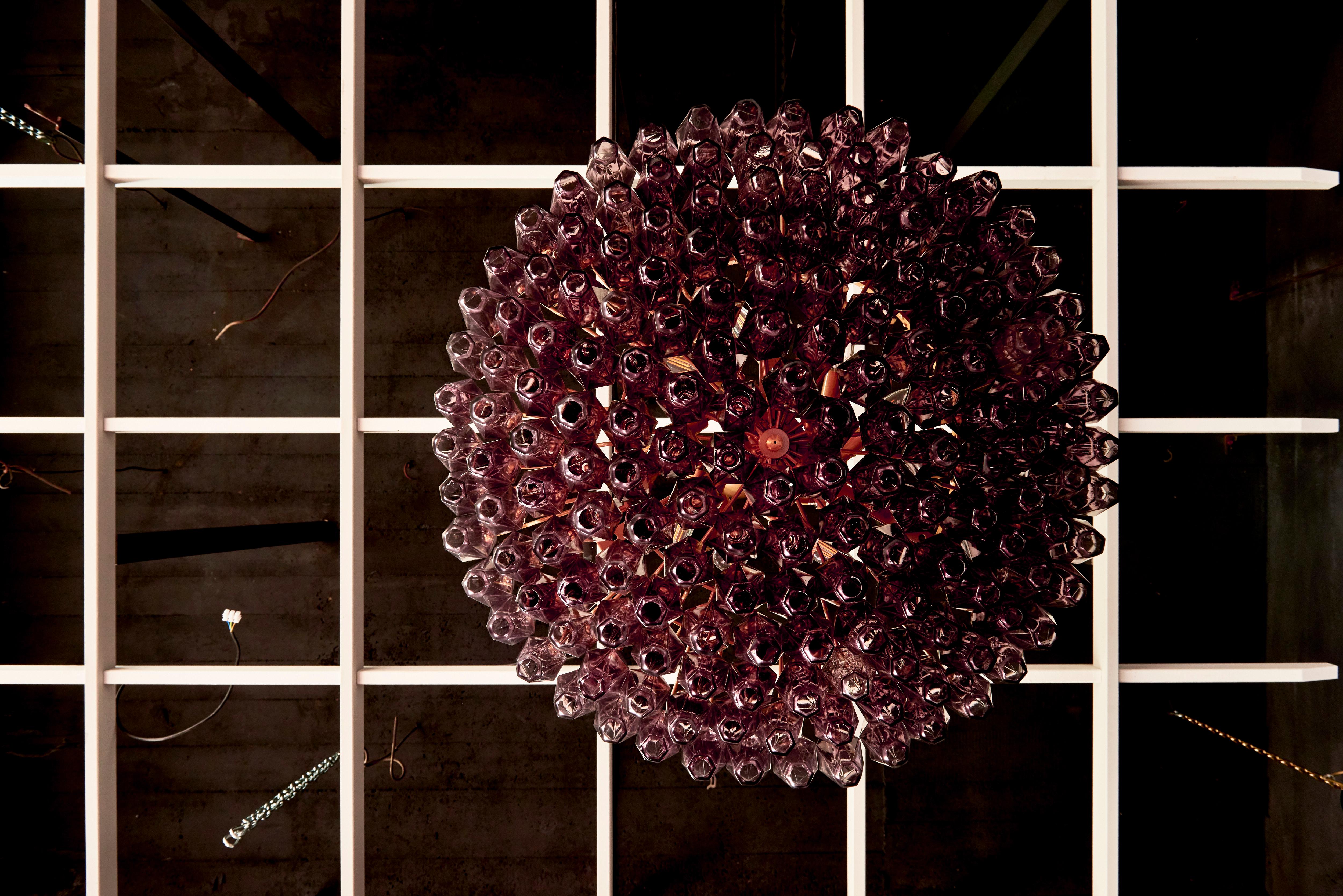 Contemporary Very Huge Amethyst Polyhedral Murano Glass Chandelier