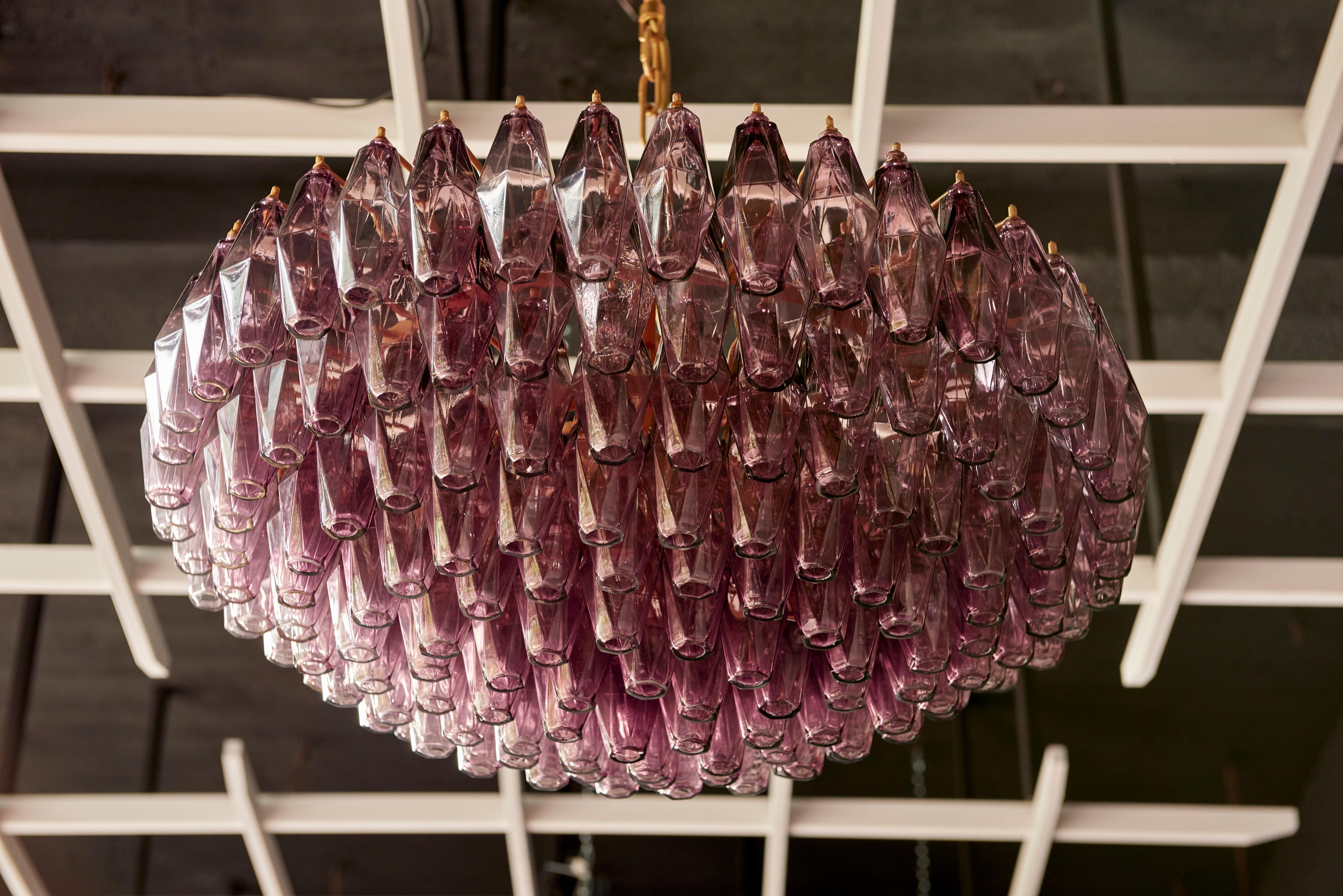 Very Huge Amethyst Polyhedral Murano Glass Chandelier 1