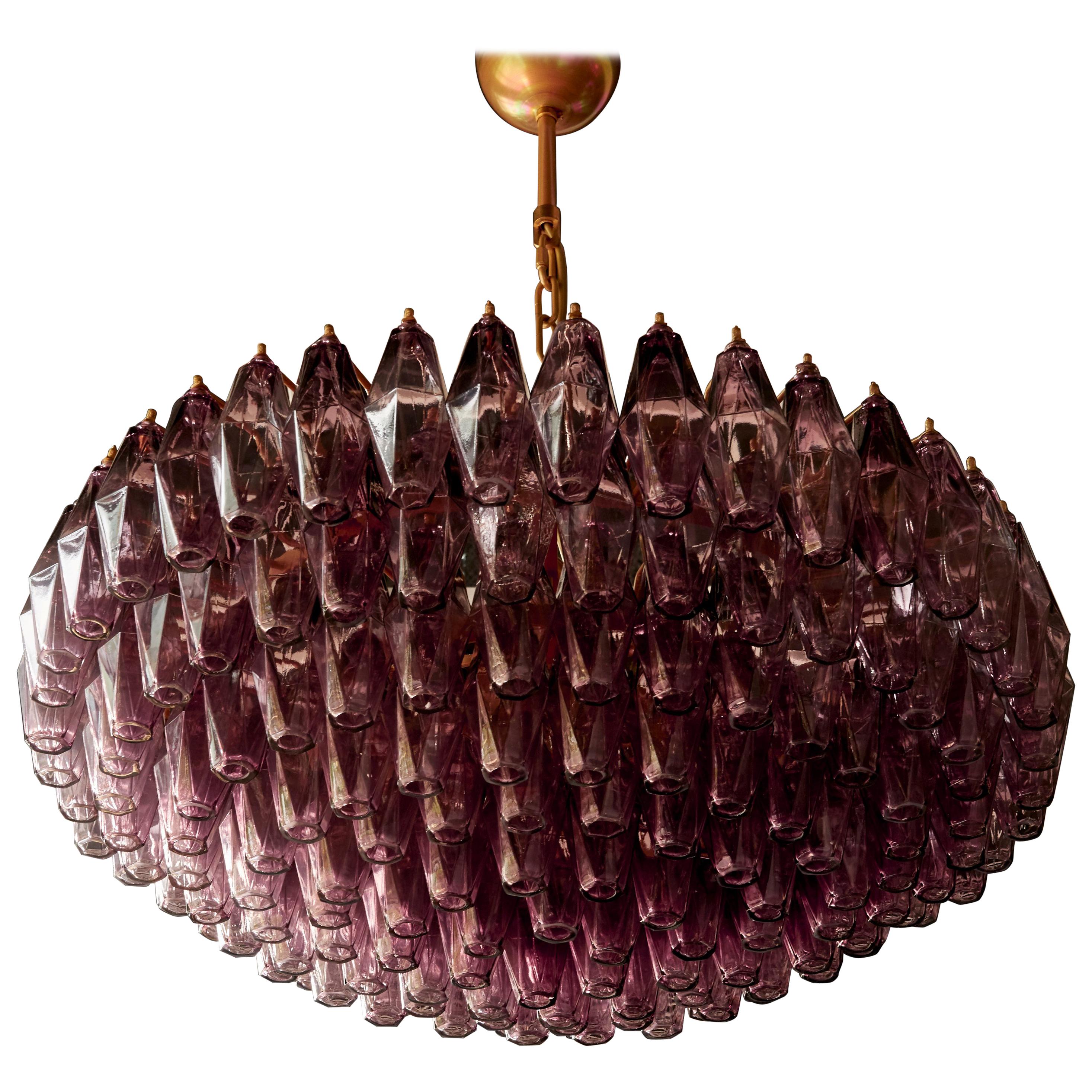 Very Huge Amethyst Polyhedral Murano Glass Chandelier