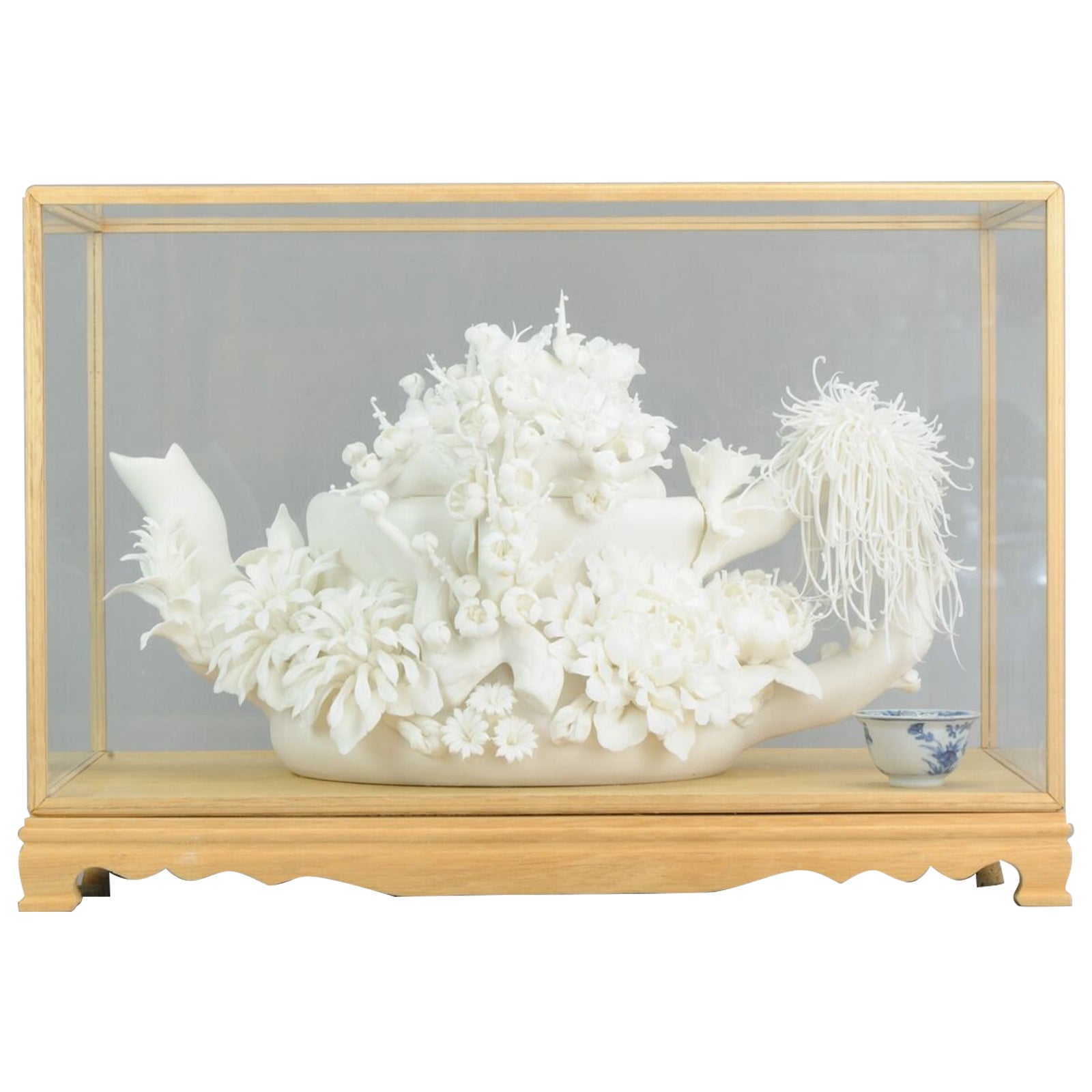 Huge Proc Dehua Biscuit Blanc de Chine Teapot Wedding Present, 1970/1980