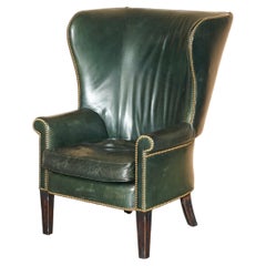 HUGE RALPH LAUREN BRiTISH RACING GREEN PORTERS WINGBACK BARREL BACK ARMCHAIR