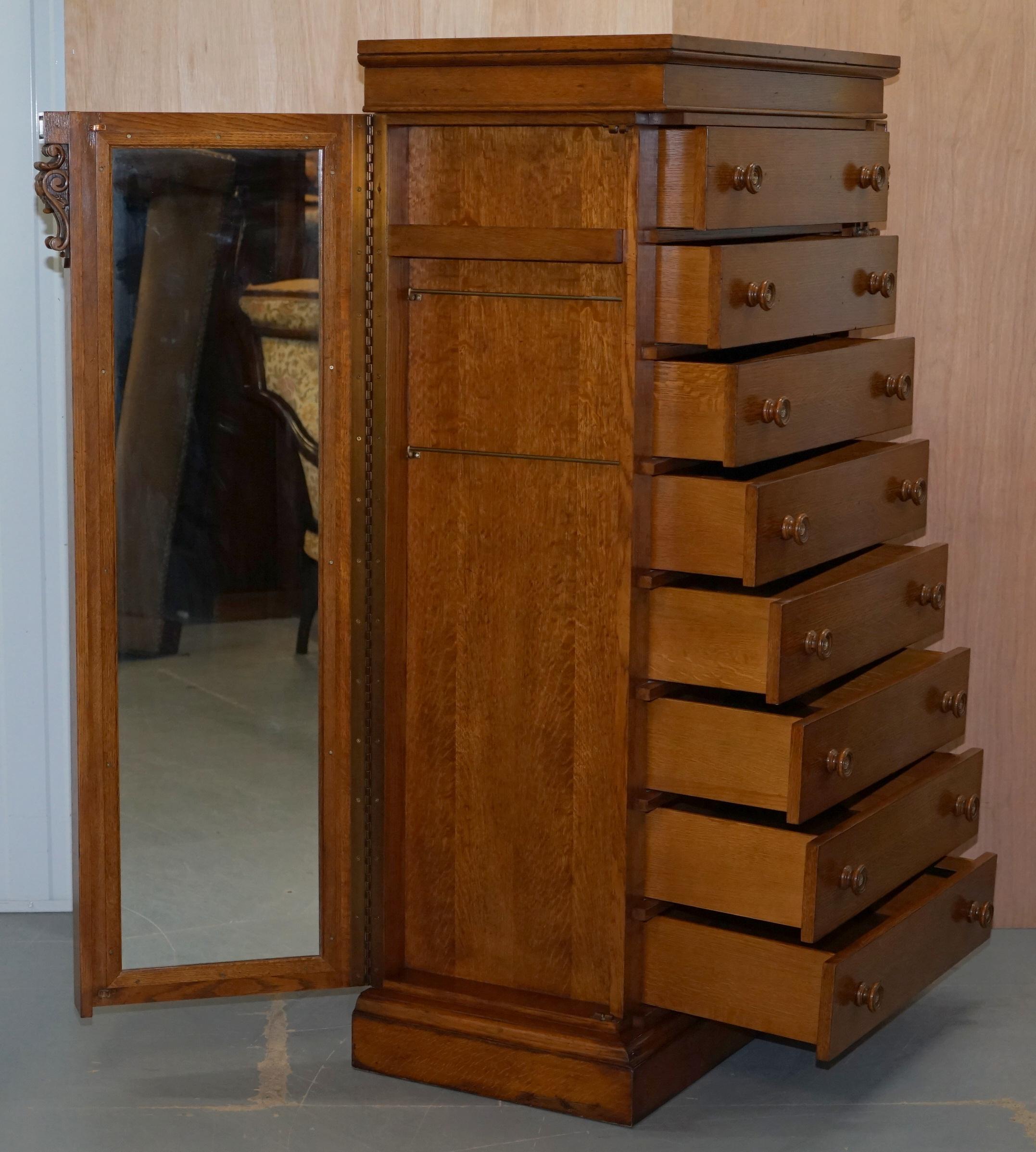 Huge Ralph Lauren Pollard Oak Chest of Drawers Tallboy with Mirrors 5