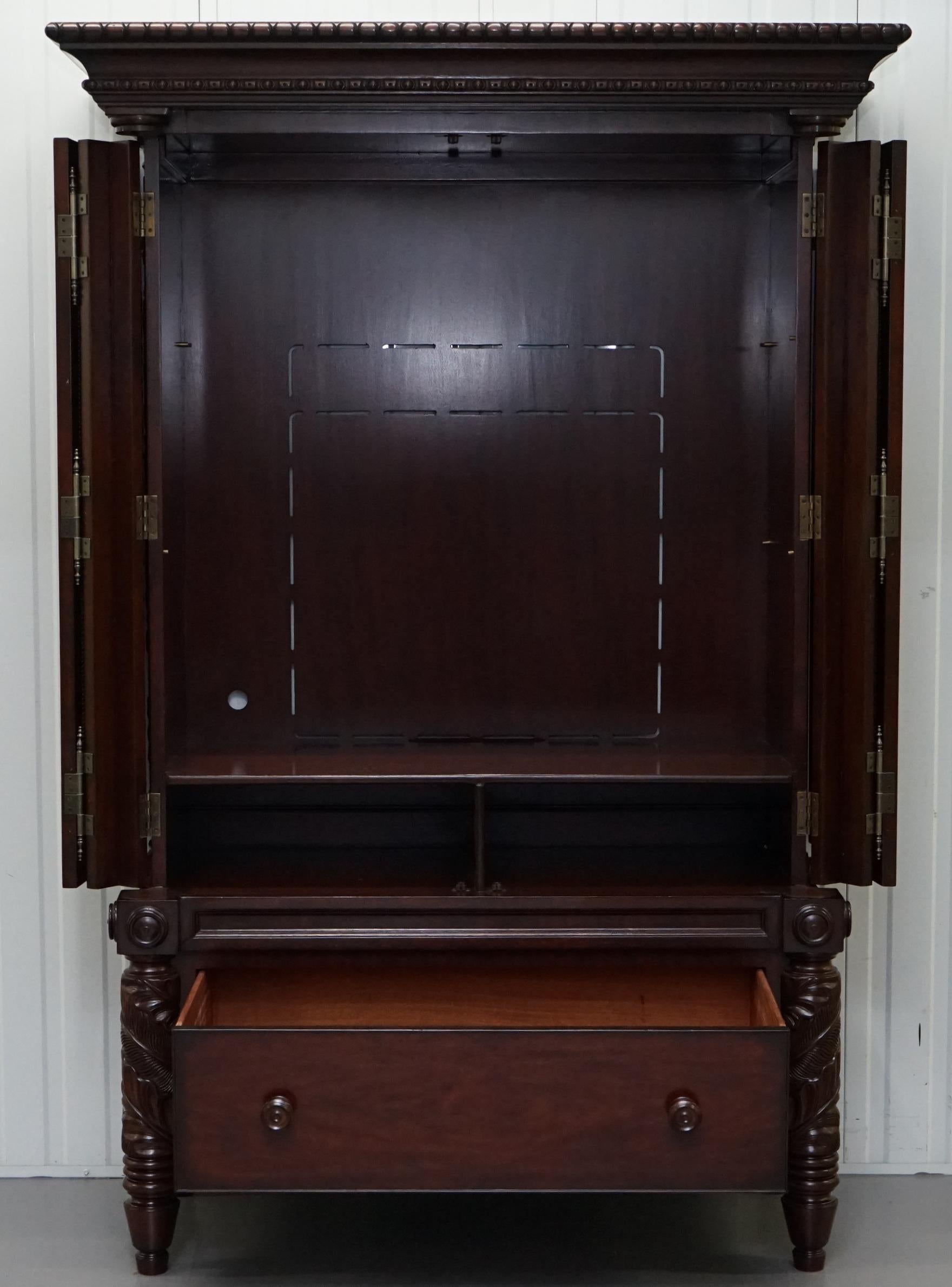 Huge Ralph Lauren Safari Collection Solid American Hardwood Television Cabinet For Sale 7
