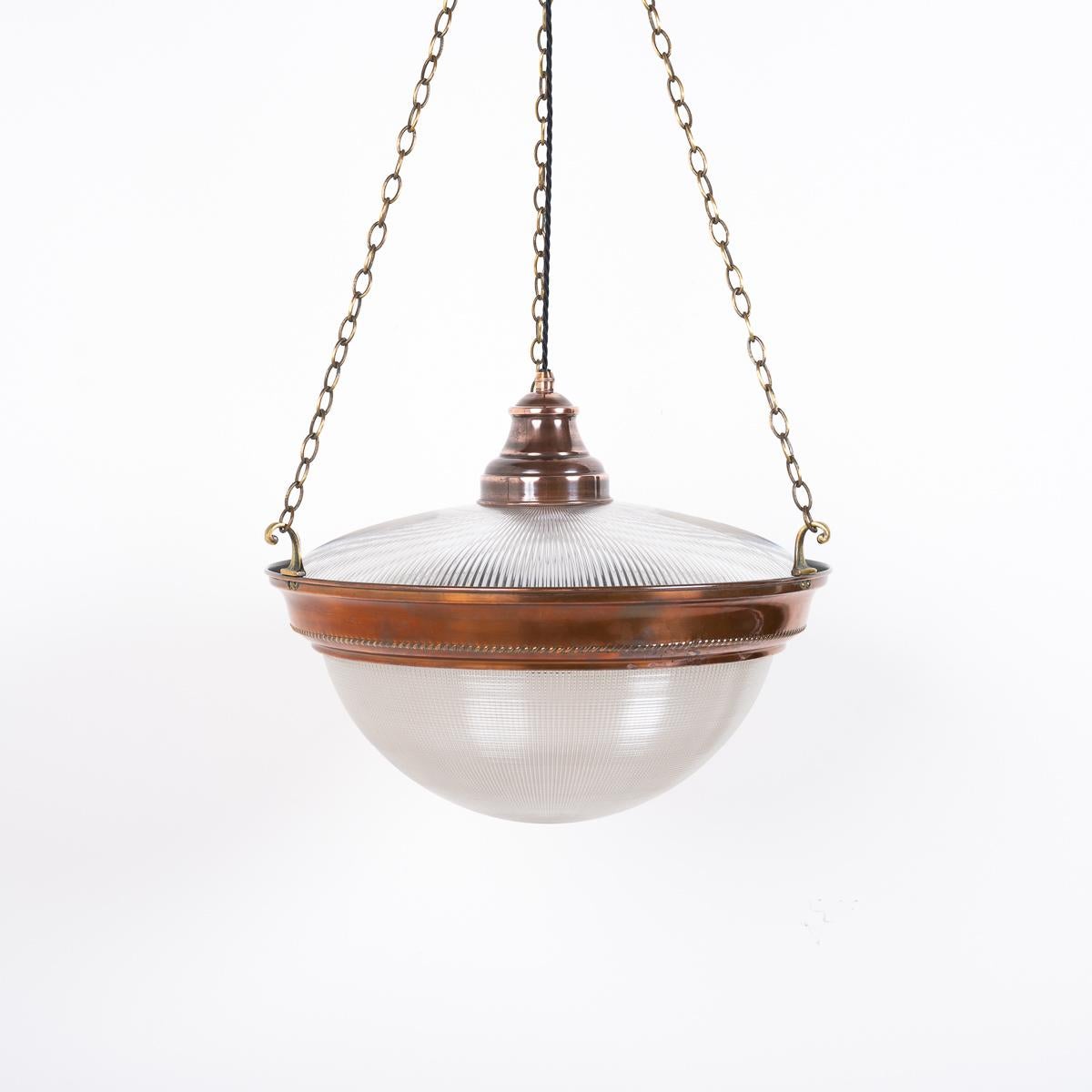 Huge Rare Antique Holophane Blondel Stiletto Bowl Pendant Light Fitting For Sale 2