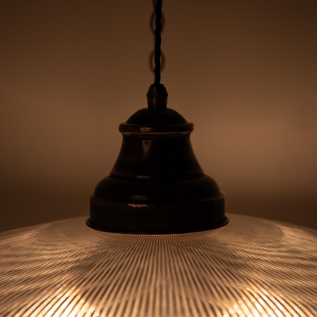Huge Rare Antique Holophane Blondel Stiletto Bowl Pendant Light Fitting For Sale 7