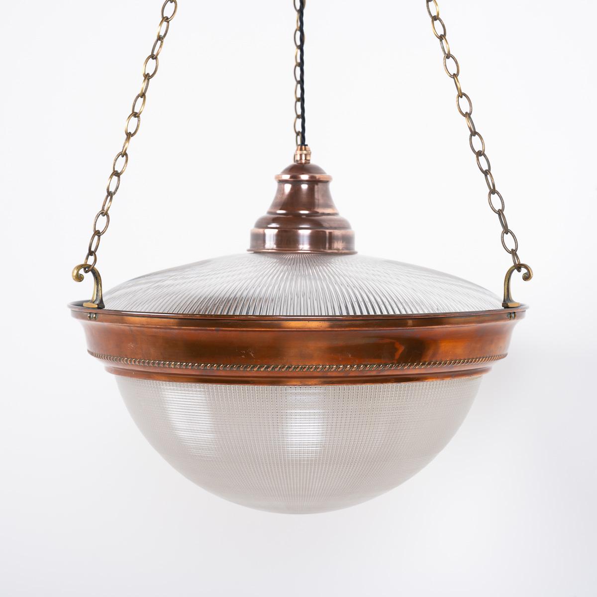 Industrial Huge Rare Antique Holophane Blondel Stiletto Bowl Pendant Light Fitting For Sale