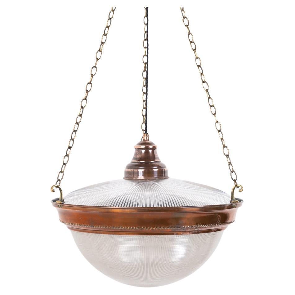 Très rare lustre suspendu ancien Holophane Blondel Stiletto Bowl en vente