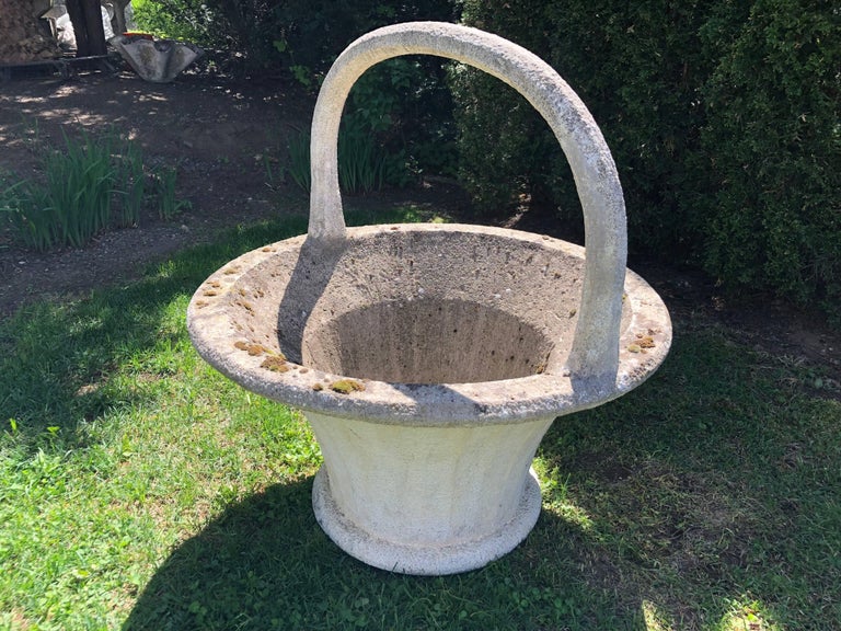 Huge Rare French Cast Stone Garden Basket For Sale at 1stDibs huge in