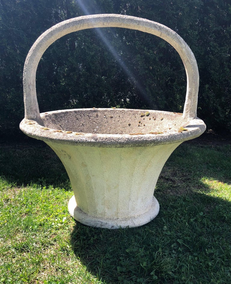 Huge Rare French Cast Stone Garden Basket For Sale at 1stDibs huge in