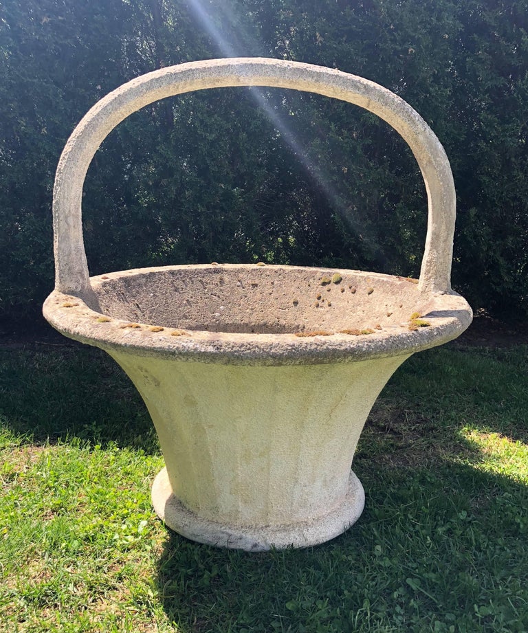 Huge Rare French Cast Stone Garden Basket For Sale at 1stDibs huge in