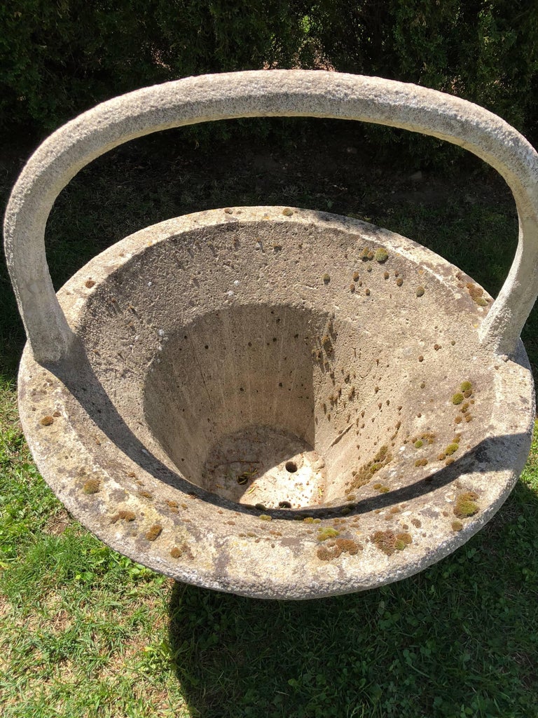 Huge Rare French Cast Stone Garden Basket For Sale at 1stDibs huge in