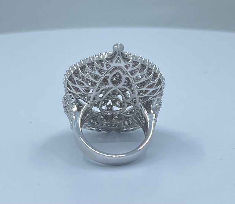 Women's Huge,  Ravishing, 15 Carat Diamond Pear Shaped 18 Karat White Gold Cocktail Ring