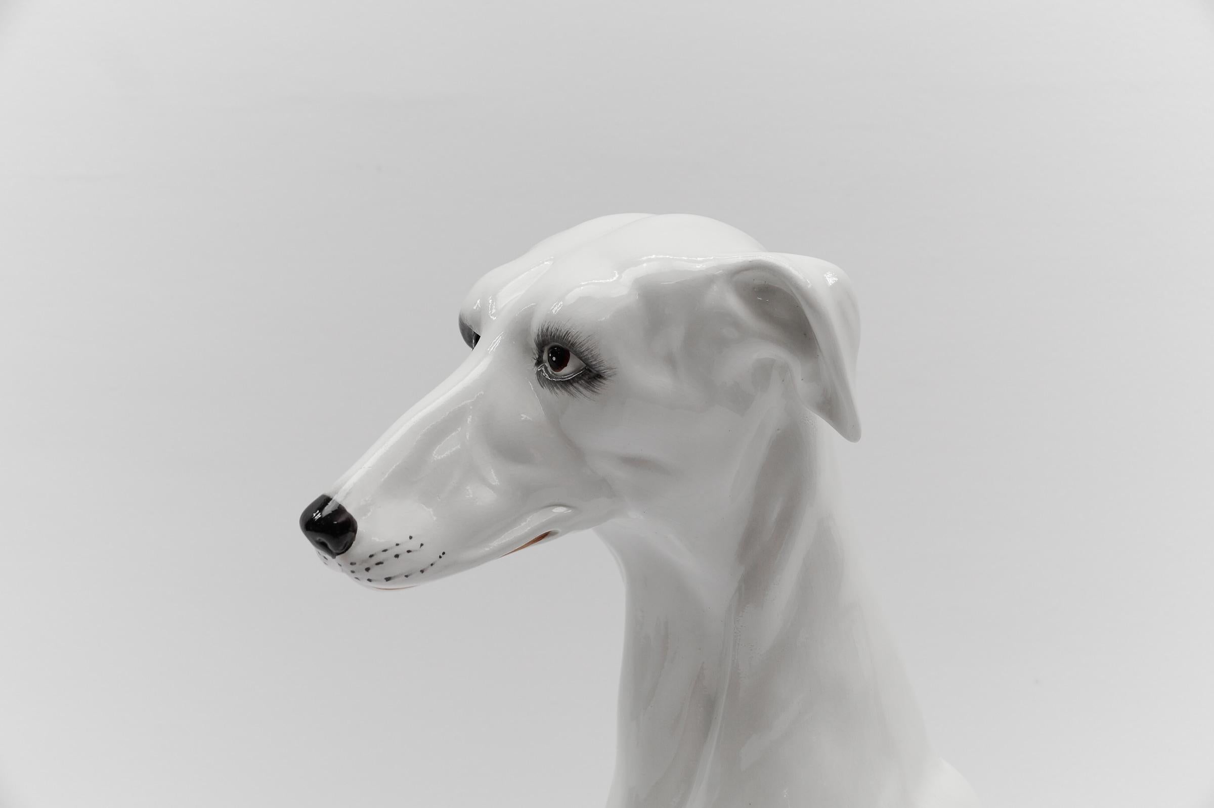Mid-Century Modern Huge Realistic Ceramic Greyhound from Italy, 1960s