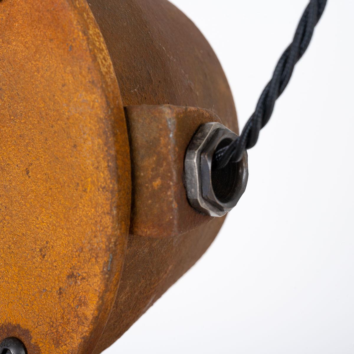 Huge Reclaimed Czech Industrial Rusted Pendant Lights For Sale 7