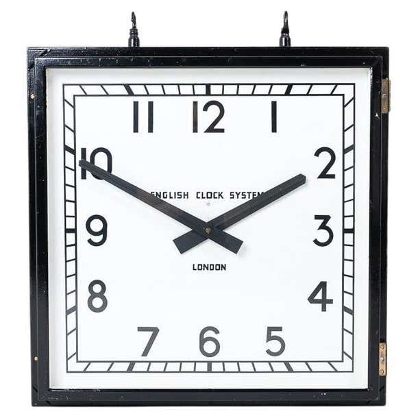Huge Reclaimed Double Sided Square Factory Clock by English Clock ...