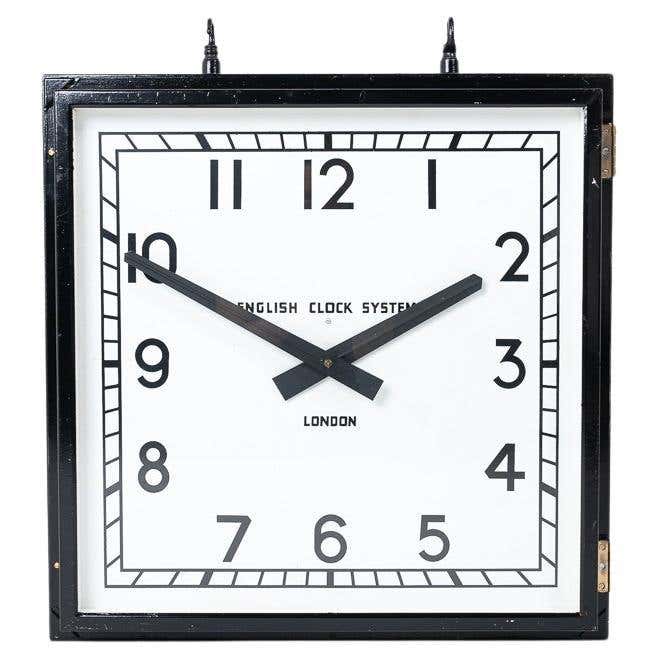 Huge Reclaimed Double Sided Square Factory Clock by English Clock ...