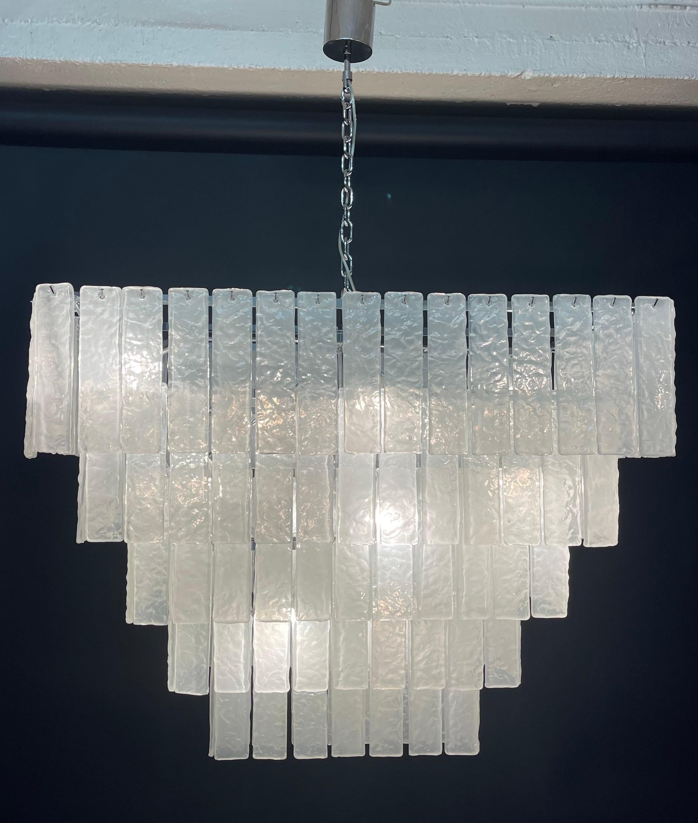 Huge Rectangular Murano Glass Chandelier by Venini, circa 1980s For Sale 3