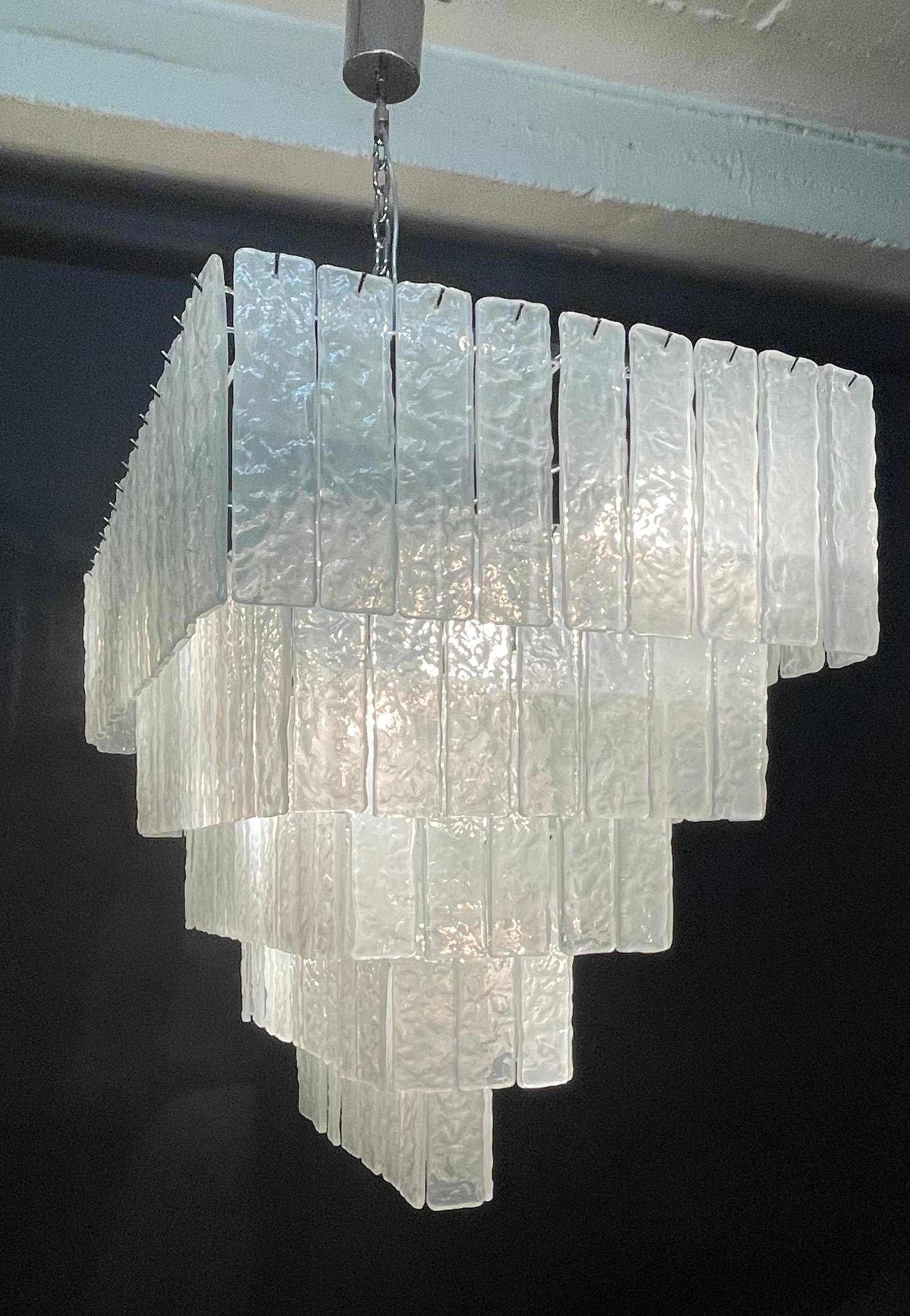 Late 20th Century Huge Rectangular Murano Glass Chandelier by Venini, circa 1980s For Sale