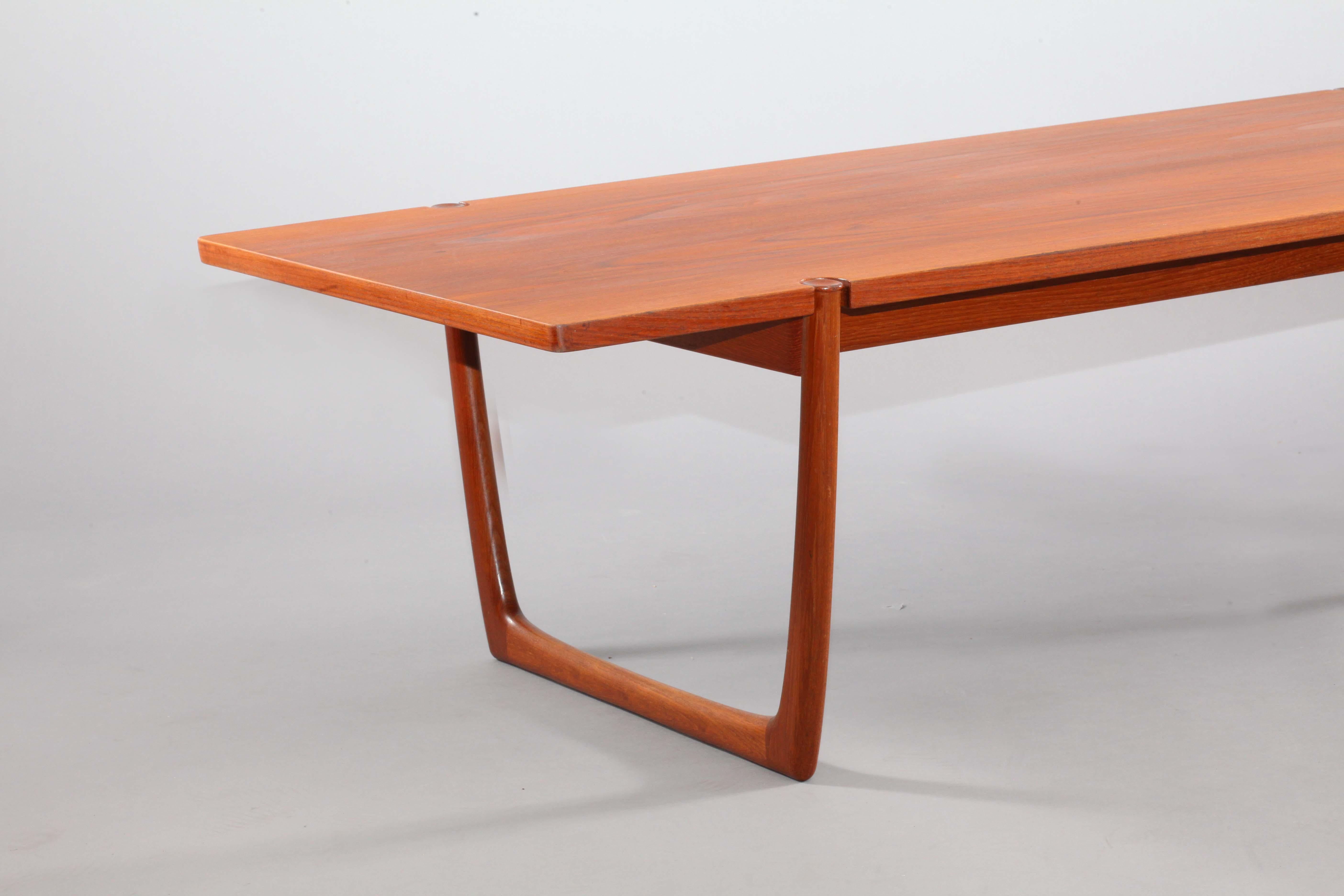 Scandinavian Modern Huge Rectangular Teak Coffee Table Designed Peter Hvidt Denmark, 1950