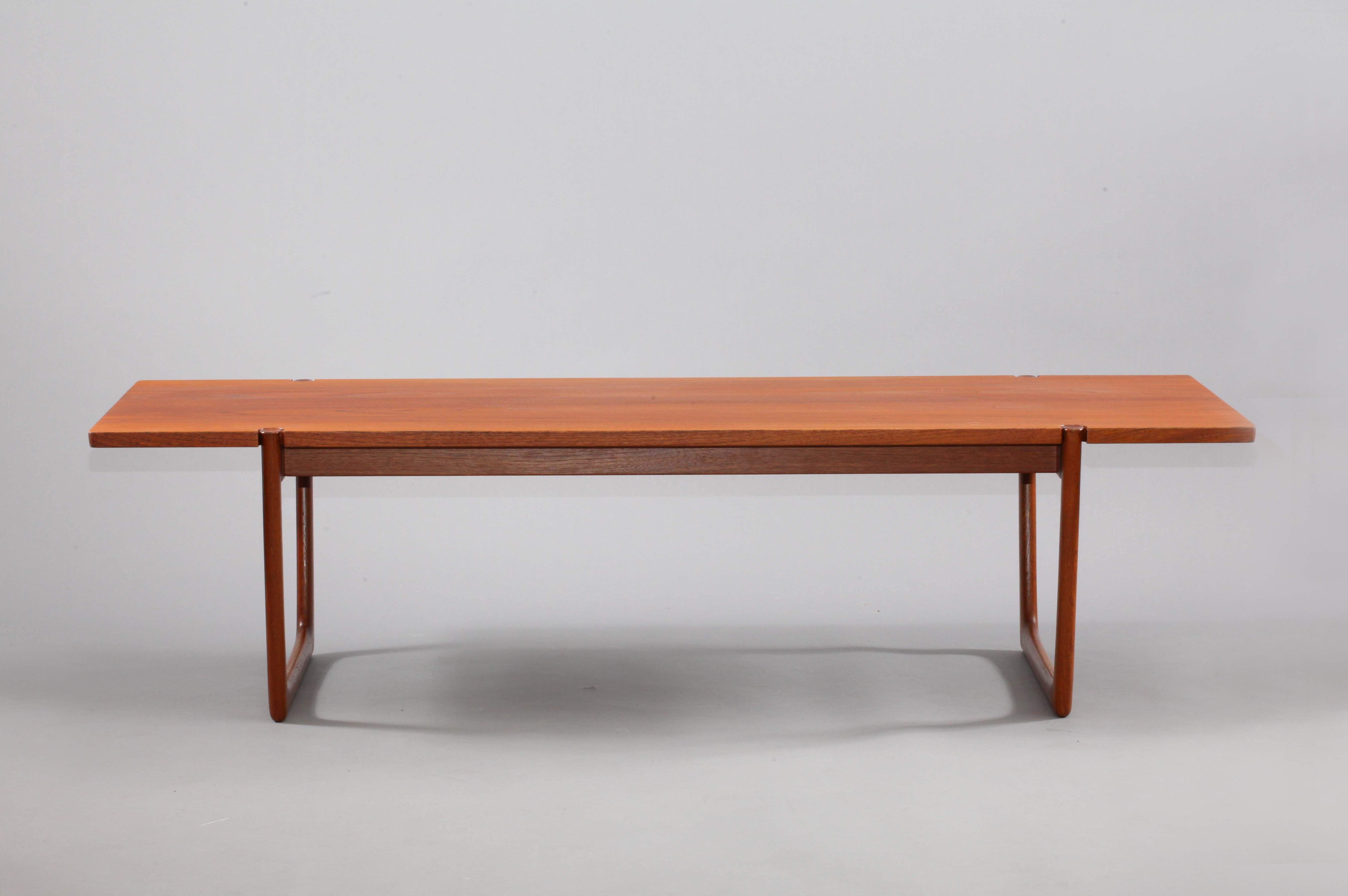 20th Century Huge Rectangular Teak Coffee Table Designed Peter Hvidt Denmark, 1950