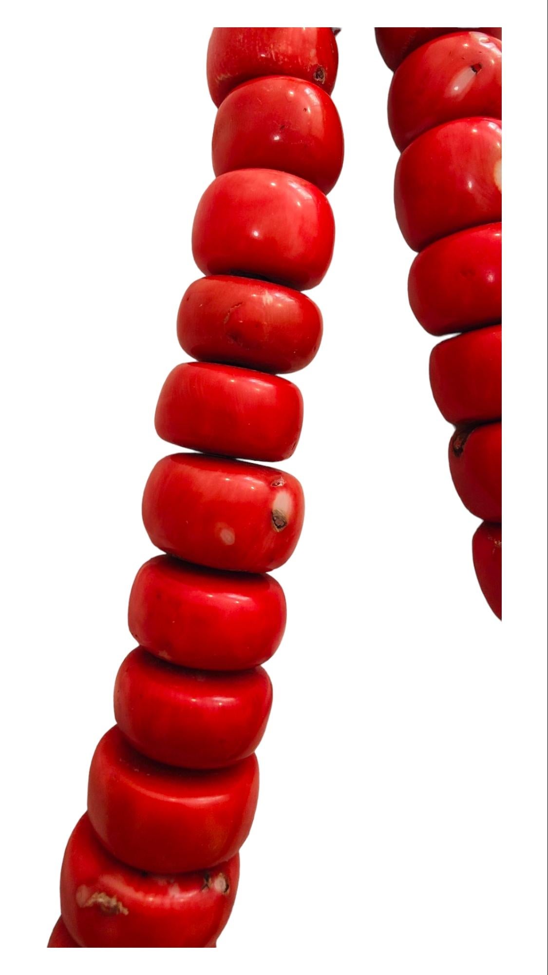 Mid-20th Century Huge Red Coral Necklace For Sale