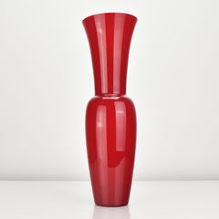 Huge Red Opaline Glass Vase by Carlo Nason Eklettika Vintage Murano Studio Art
