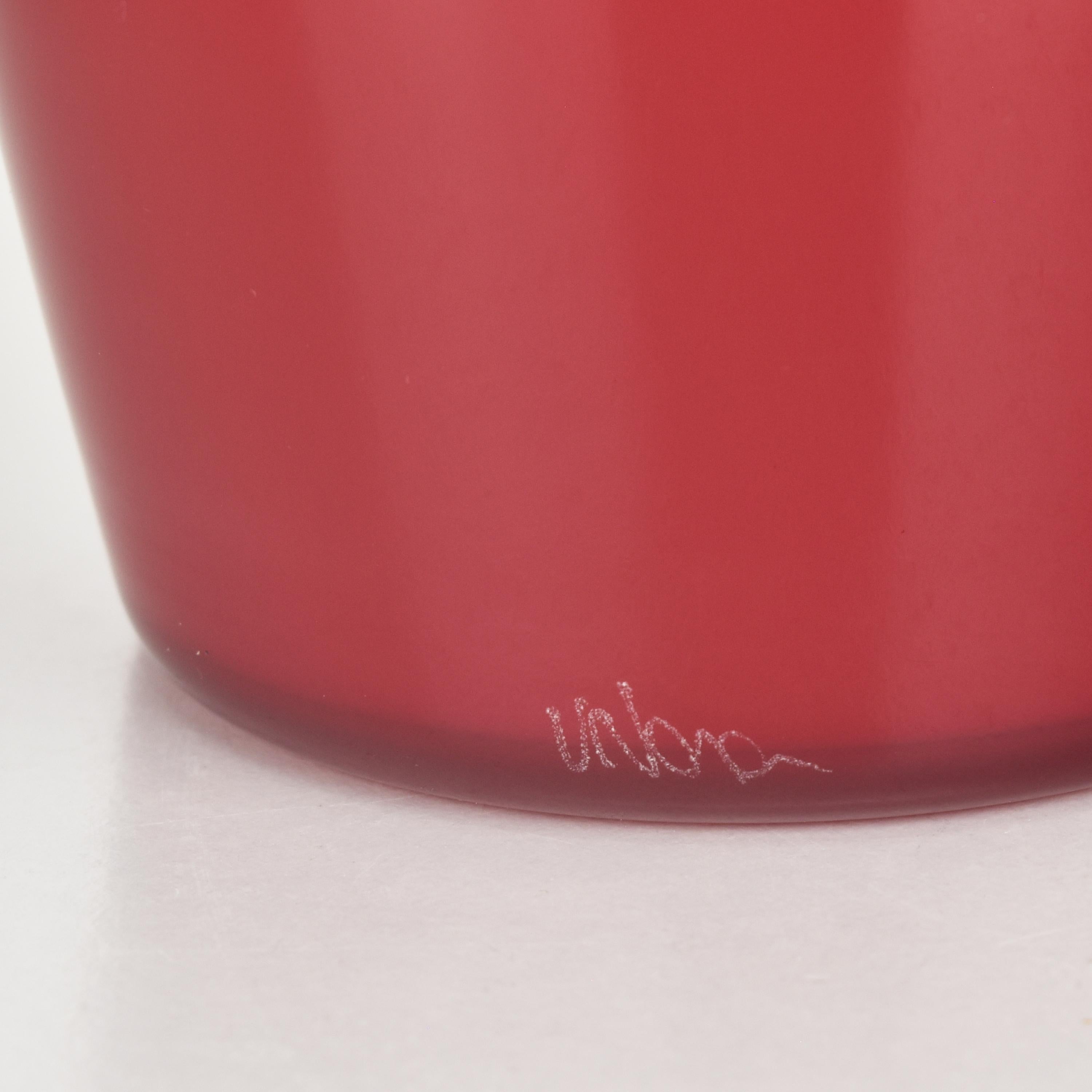 Fait main Grand vase en verre opalin rouge par Carlo Nason Eklettika, Murano Studio Art en vente