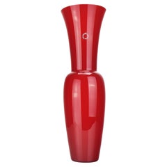 Huge Red Opaline Glass Vase by Carlo Nason Eklettika Vintage Murano Studio Art