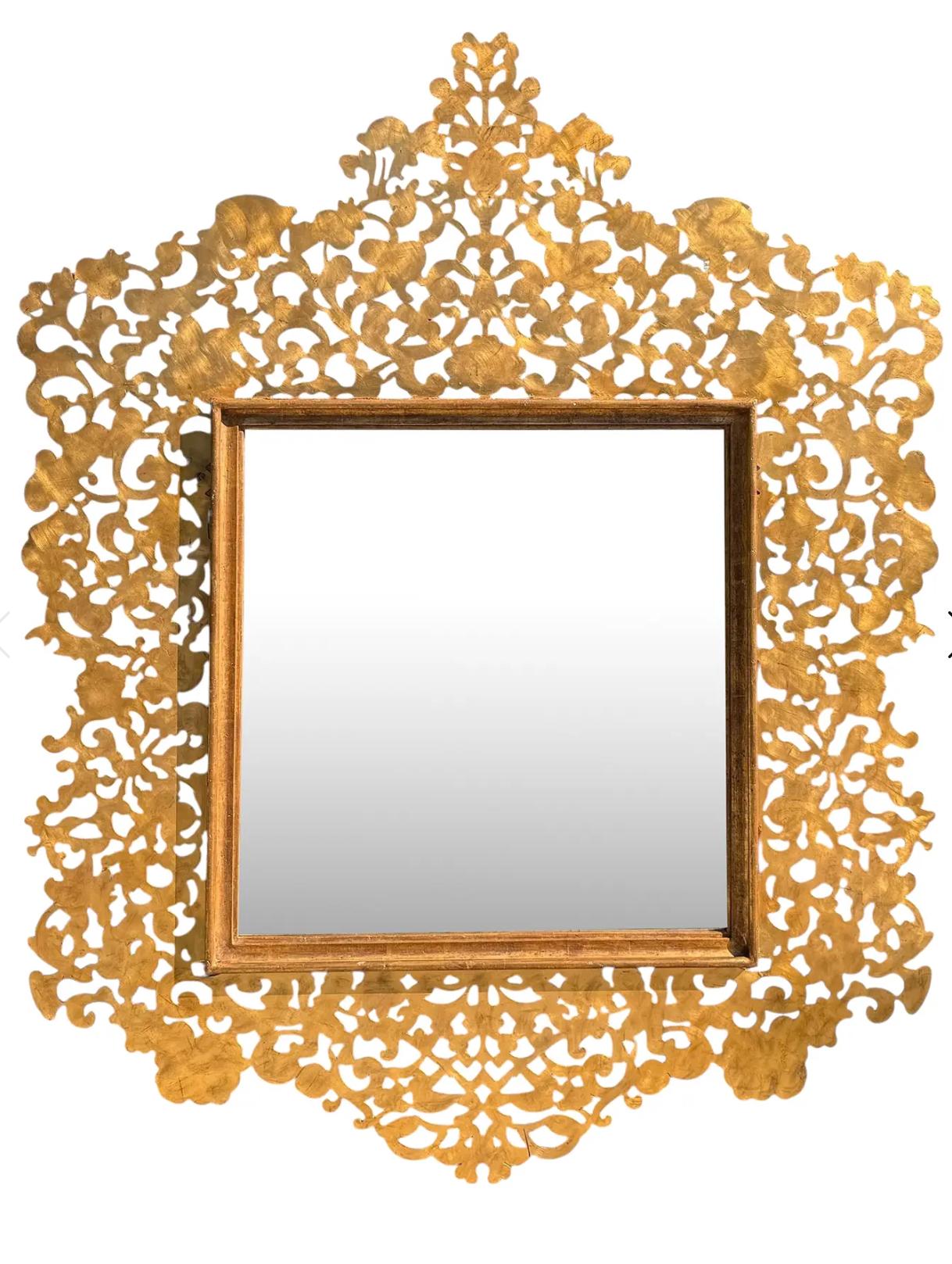 Huge Regency Style Paul Ferrante Reticulated Gilt Bronze Mirror In Good Condition For Sale In LOS ANGELES, CA