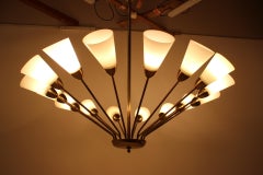 Huge Representative Unique Glass and Brass Chandelier, 1970s