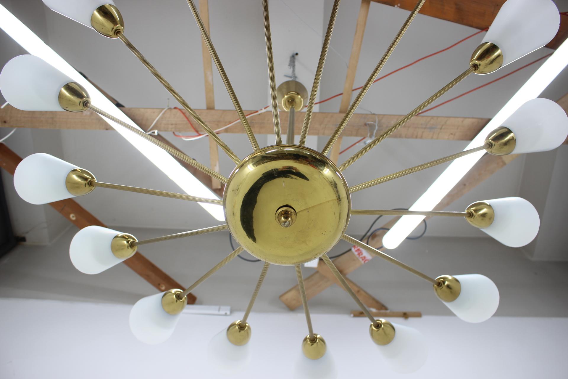 Huge Representative Unique Glass and Brass Chandelier, 1970s For Sale 3